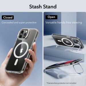 ESR รุ่น Classic Hybrid Case with Stash Stand (HaloLock) - เคส iPhone 15 Pro Max - สี Clear 9 ESR รุ่น Classic Hybrid Case with Stash Stand (HaloLock) - เคส iPhone 15 Pro Max - สี Clear