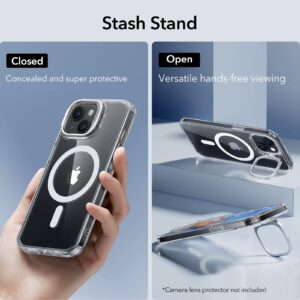 ESR รุ่น Classic Hybrid Case with Stash Stand (HaloLock) - เคส iPhone 15 - สี Clear