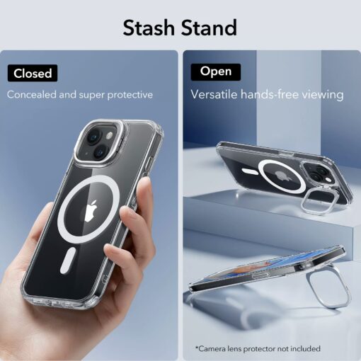 ESR รุ่น Classic Hybrid Case with Stash Stand (HaloLock) - เคส iPhone 15 - สี Clear - Image 3