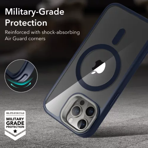 ESR รุ่น Classic Hybrid Case with Stash Stand (HaloLock) - เคส iPhone 15 Pro Max - สี Dark Blue