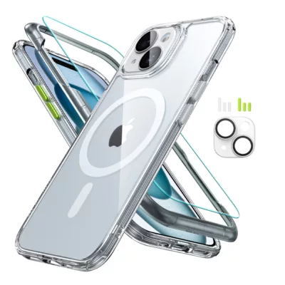 ESR รุ่น Classic Pro Case (HaloLock) - เซตเคสและฟิล์ม iPhone 15 - สี Clear