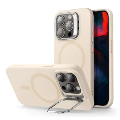 ESR รุ่น Cloud Soft Case with Stash Stand (HaloLock) - เคส iPhone 15 Pro Max - สี Light Tan