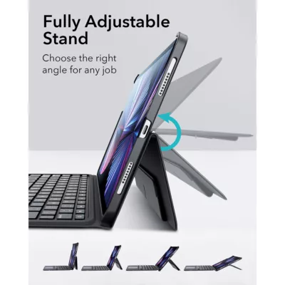 ESR รุ่น Ascend Keyboard Case - เคส iPad Air 11" (2025/2024), iPad Air 10.9" (5th/4th Gen), iPad Pro 11" (4th-1st Gen) - สี Black (US Layout)