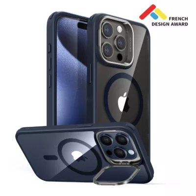 ESR รุ่น Classic Hybrid Case with Stash Stand (HaloLock) - เคส iPhone 15 Pro Max - สี Dark Blue