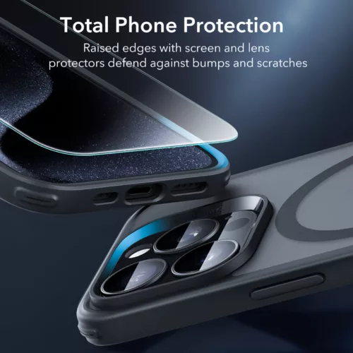 ESR รุ่น Classic Pro Case (HaloLock) - เซตเคสและฟิล์ม iPhone 15 Pro Max - สี Frosted Black