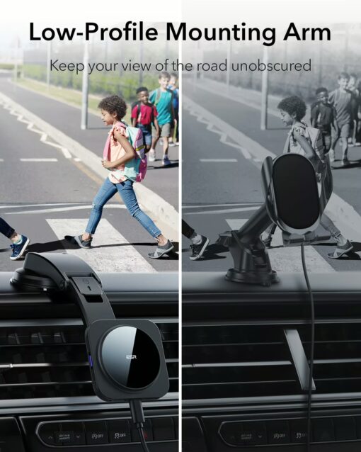 ESR รุ่น HaloLock Dashboard Wireless Charger with Low-Profile Mounting Arm - แท่นชาร์จไร้สายในรถ - สี Black - Image 4