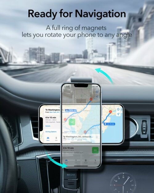 ESR รุ่น HaloLock Dashboard Wireless Charger with Low-Profile Mounting Arm - แท่นชาร์จไร้สายในรถ - สี Black - Image 5