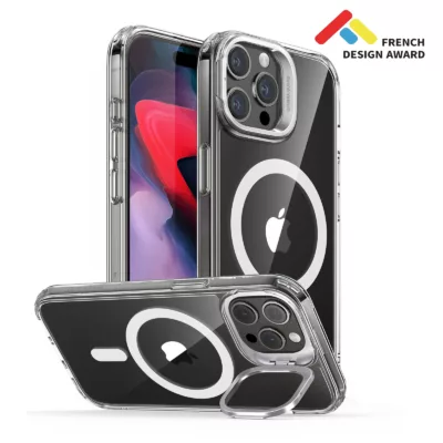 ESR รุ่น Classic Hybrid Case with Stash Stand (HaloLock) - เคส iPhone 15 Pro Max - สี Clear