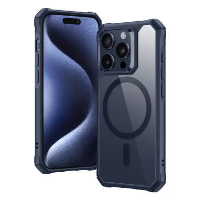 ESR รุ่น Air Armor Clear Case (HaloLock) - เคส iPhone 15 Pro Max - สี Clear/Dark Blue