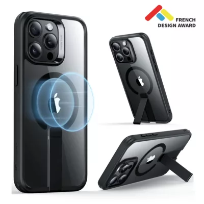 ESR รุ่น Boost Flickstand Case (HaloLock) - เคส iPhone 15 Pro Max - สี Clear/Black