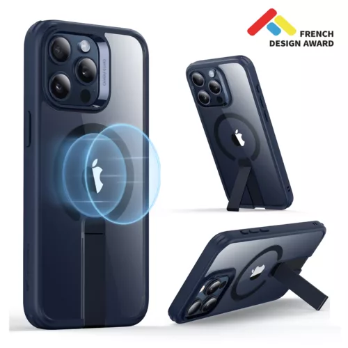 ESR รุ่น Boost Flickstand Case (HaloLock) - เคส iPhone 15 Pro Max - สี Clear/Dark Blue