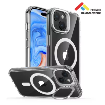 ESR รุ่น Classic Hybrid Case with Stash Stand (HaloLock) - เคส iPhone 15 Plus - สี Clear