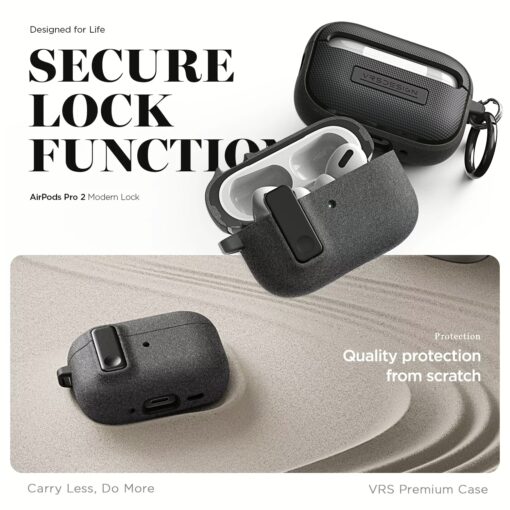 VRS รุ่น Modern Lock - เคส Airpods Pro 2 - สี Sand Stone Grey - Image 2