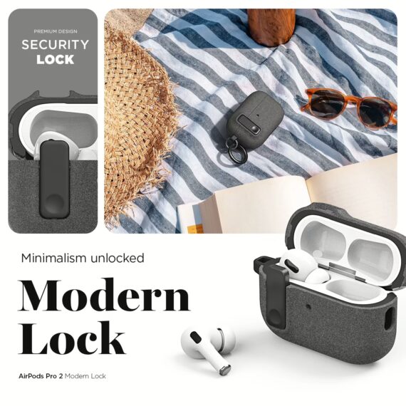 VRS รุ่น Modern Lock - เคส Airpods Pro 2 - สี Sand Stone Grey - Image 3