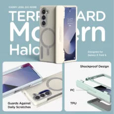 VRS รุ่น Terra Guard Modern Halo S - เคส Galaxy Z Fold 6 - สี Cream