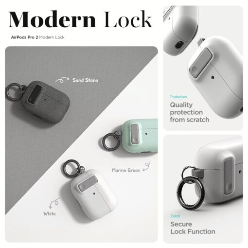 VRS รุ่น Modern Lock - เคส Airpods Pro 2 - สี Cream - Image 4