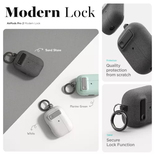 VRS รุ่น Modern Lock - เคส Airpods Pro 2 - สี Sand Stone Grey