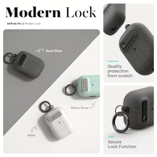 VRS รุ่น Modern Lock - เคส Airpods Pro 2 - สี Sand Stone Grey - Image 6