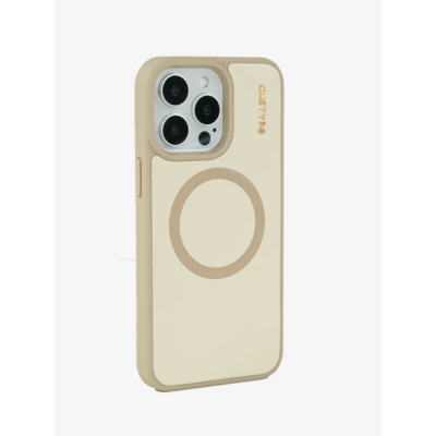 Custype รุ่น Magnetic Wireless Charging - เคส iPhone 15 Pro Max - สี Beige