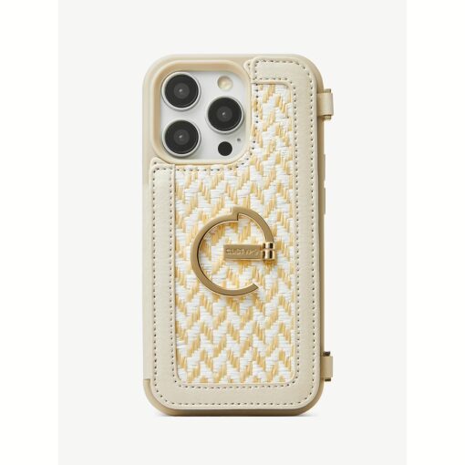 Custype รุ่น WristFit Adjustable Sponge Knot Wrist Style - เคส iPhone 15 Pro Max - สี Woven Case Beige - Image 4