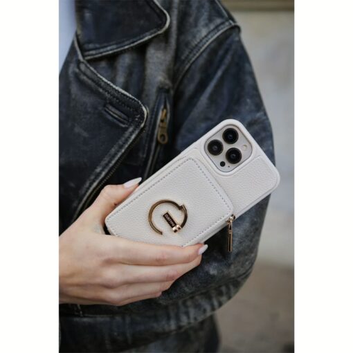 Custype รุ่น ZipPouch E-Stand Wallet - เคส iPhone 15 Pro Max - สี Lychee Beige - Image 5