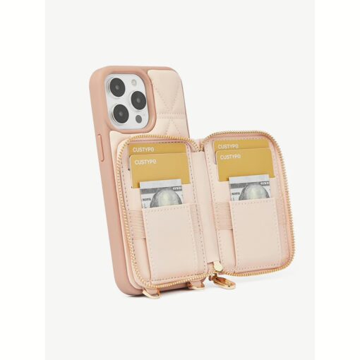 Custype รุ่น ZipPouch E-Stand Wallet - เคส iPhone 15 Pro Max - สี Triangle Pink - Image 4
