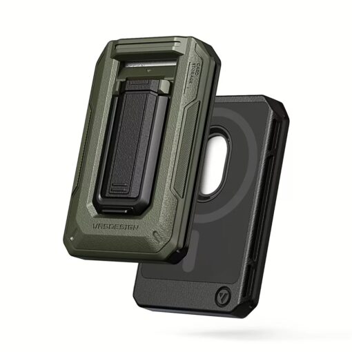 VRS รุ่น D-Wallet Origin Magsafe Wallet - ที่เก็บบัตรติดหลังมือถือ - สี Black/Moss Green