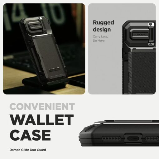 VRS รุ่น Damda Glide Duo Guard - เคส iPhone 15 Pro Max - สี Black Groove - Image 4