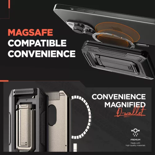 VRS รุ่น D-Wallet Origin Magsafe Wallet - ที่เก็บบัตรติดหลังมือถือ - สี Black/Moss Green