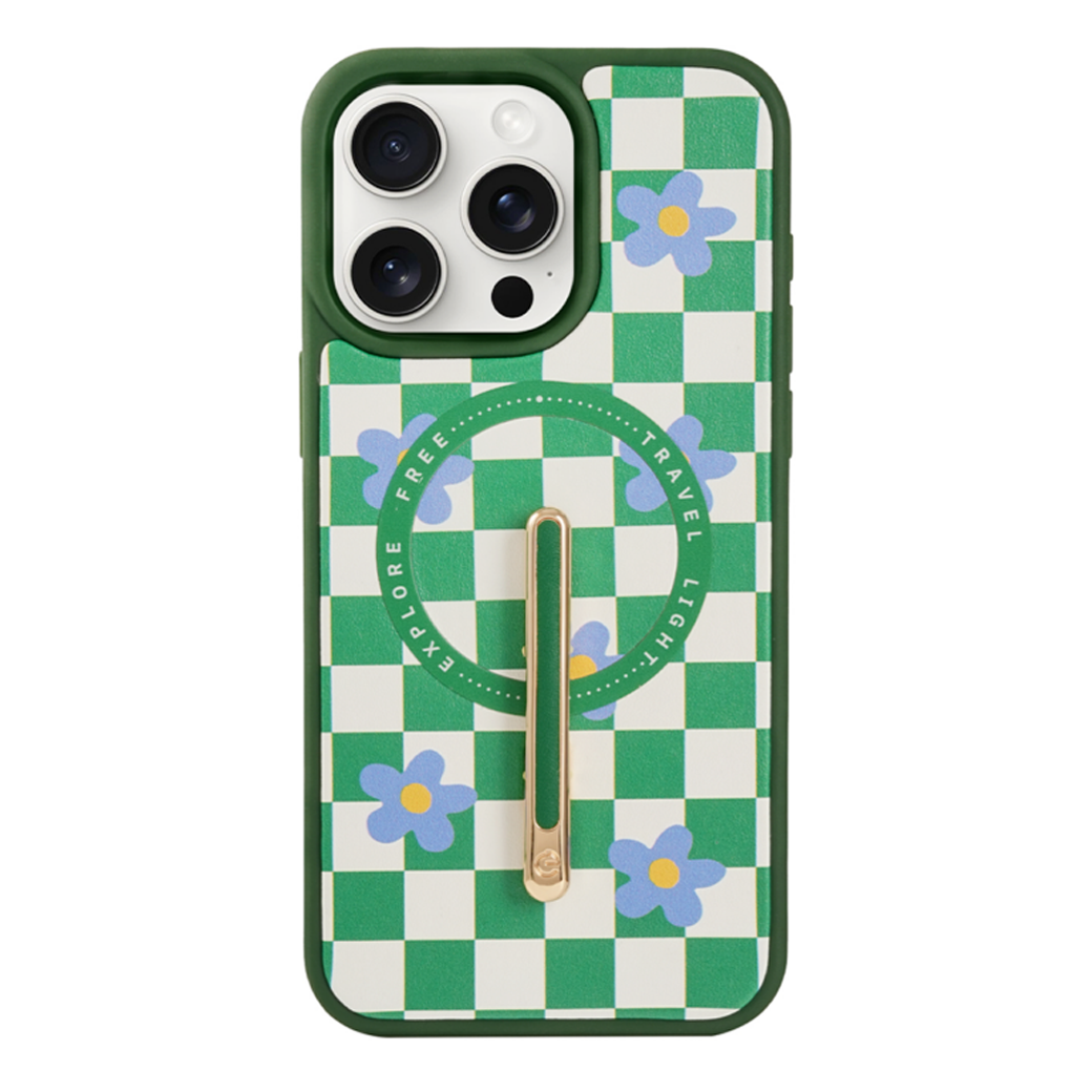 Custype รุ่น Progrip Magsafe iPhone Case with Printing - เคส iPhone 15 Pro Max - สี Checkboard Army Green