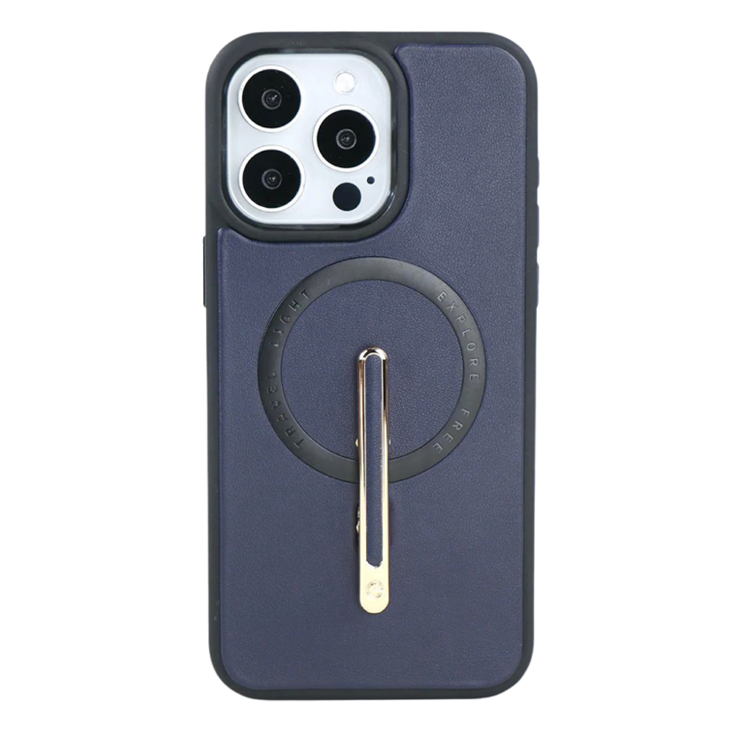 Custype รุ่น Magnetic Wireless Charging Phone Case With Single Pole Stand - เคส iPhone 15 Pro - สี Dark Blue