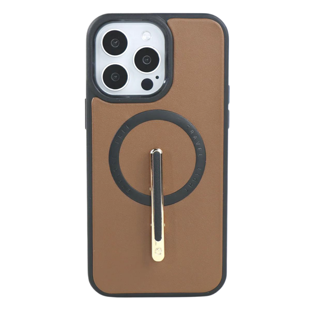 Custype รุ่น Magnetic Wireless Charging Phone Case With Single Pole Stand - เคส iPhone 15 Pro - สี Brown