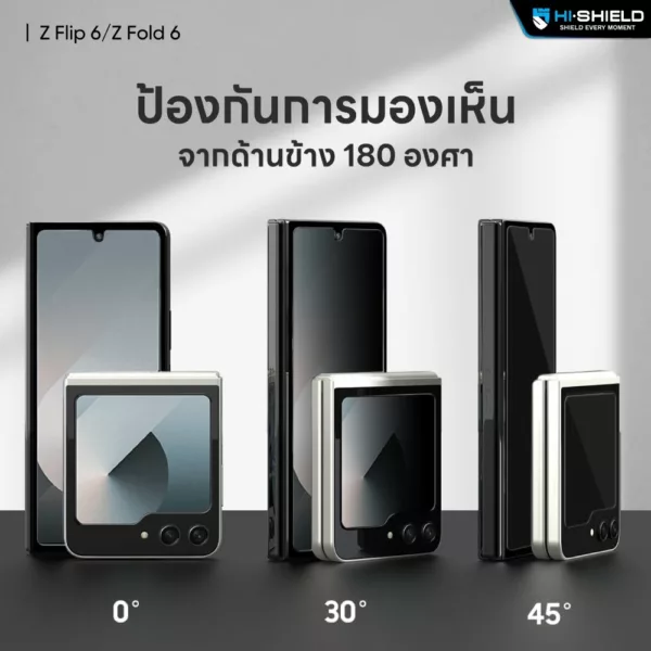 Hishield รุ่น Tempered Glass 2.5D Privacy - ฟิล์มกระจก Galaxy Z Fold 6 (ฟิล์ม 1 แผ่นสำหรับจอหน้า)