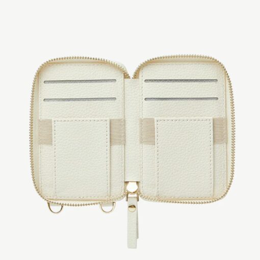 Custype รุ่น Economical Kit Magnetic Detachable Zipper Wallet - ที่เก็บบัตรติดหลังมือถือสำหรับ iPhone 15 Pro Max - สี Beige - Image 3