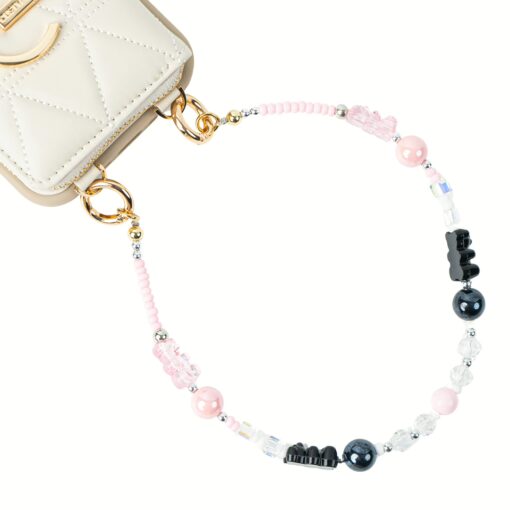 Custype รุ่น Stunning Phone Case Wrist Strap - สายคล้องข้อมือ - สี Black Pink Bear