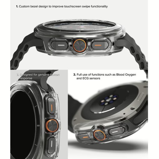 Ringke รุ่น Slim - เคส + ฟิล์มกระจก Galaxy Watch Ultra (47mm) - สี Clear - Image 7