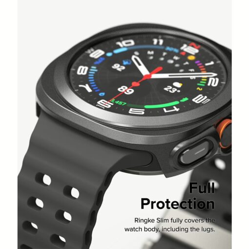 Ringke รุ่น Slim - เคส + ฟิล์มกระจก Galaxy Watch Ultra (47mm) - สี Titanium Black - Image 7