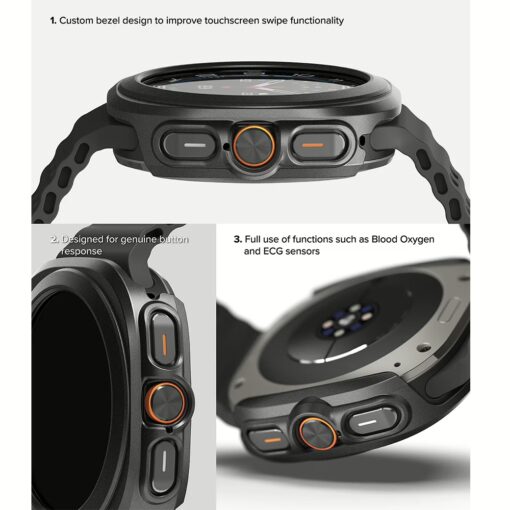 Ringke รุ่น Slim - เคส + ฟิล์มกระจก Galaxy Watch Ultra (47mm) - สี Titanium Black - Image 6