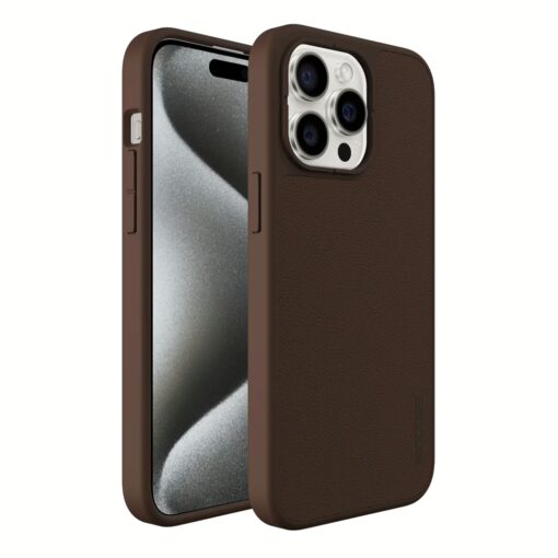 Incase รุ่น Icon with MagSafe - เคส iPhone 15 Pro Max - สี Brown Pebbled Leather - Image 2