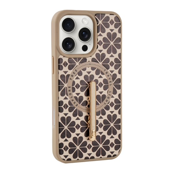 Custype รุ่น Magnetic Wireless Charging Phone Case with Single Pole stand - เคส iPhone 16 Pro - สี Clover Apricot