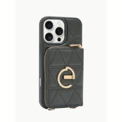 Custype รุ่น ZipPouch E-Stand Wallet Phone Case - เคส iPhone 16 Pro - สี Triangle Black