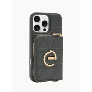Custype รุ่น ZipPouch E-Stand Wallet Phone Case - เคส iPhone 16 Pro - สี Triangle Black