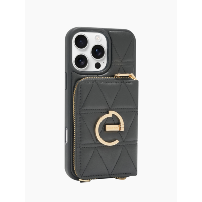 Custype รุ่น ZipPouch E-Stand Wallet Phone Case - เคส iPhone 16 Pro Max - สี Triangle Black
