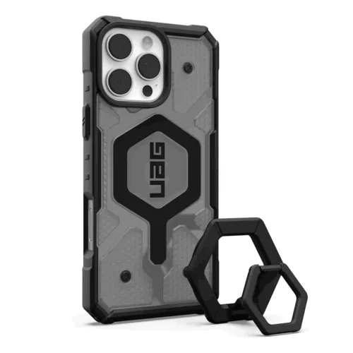 UAG รุ่น Pathfinder Clear Magsafe Bundle - เคส iPhone 16 Pro Max - สี Ash/Black Stand