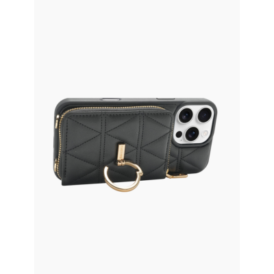 Custype รุ่น ZipPouch E-Stand Wallet Phone Case - เคส iPhone 16 Pro Max - สี Triangle Black