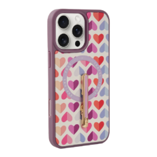Custype รุ่น Magnetic Wireless Charging Phone Case with Single Pole stand - เคส iPhone 16 Pro - สี Heart Purple