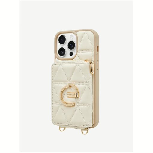 Custype รุ่น ZipPouch E-Stand Wallet Phone Case - เคส iPhone 16 Pro Max - สี Triangle Beige - Image 2