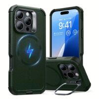 ESR รุ่น Cyber Armor Case with Stash Stand (HaloLock) - เคส iPhone 16 Pro Max - สี Green
