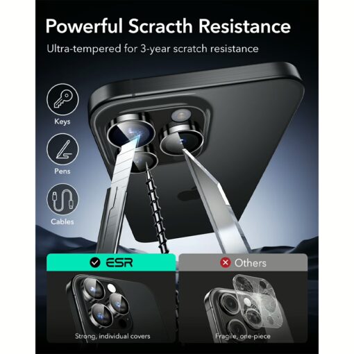 ESR รุ่น Camera Lens Protector - กระจกเลนส์กล้อง iPhone 16 / 16 Plus - สี Black Edge - Image 7