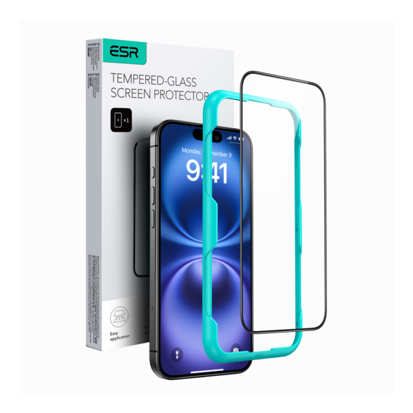 ESR รุ่น Tempered Glass Screen Protector - ฟิล์มกระจก iPhone 16 - สี Black Edge